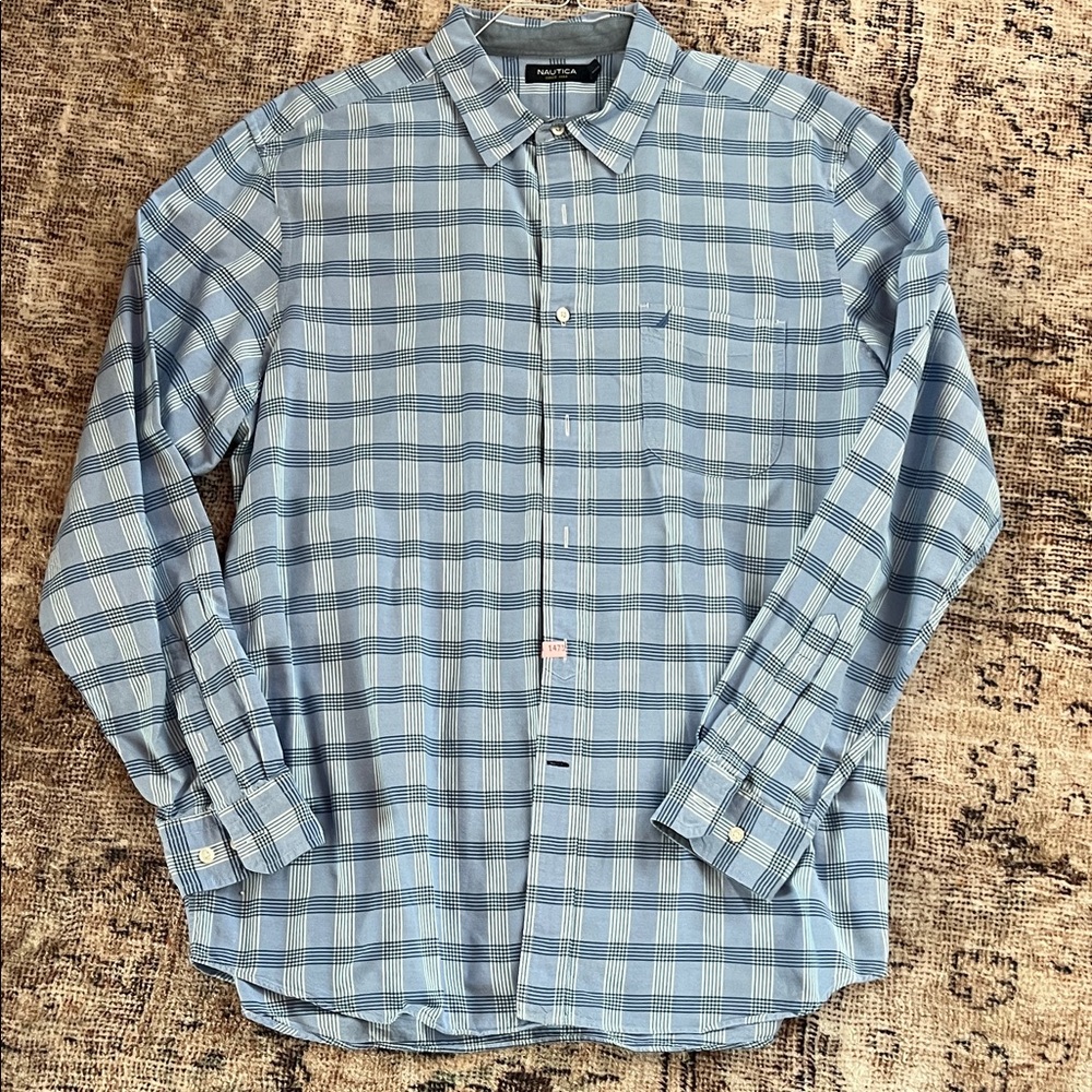 Nautica Light Blue Checkered Men's Shirt